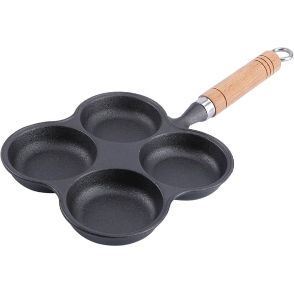ABCISI Universal Four Hole Non-Stick Egg Frying Pan - Cast Iron Egg Cooker for Breakfast, Kitchen Cookware for Induction and Gas Stoves, Perfect for Cooking 4 Eggs at Once