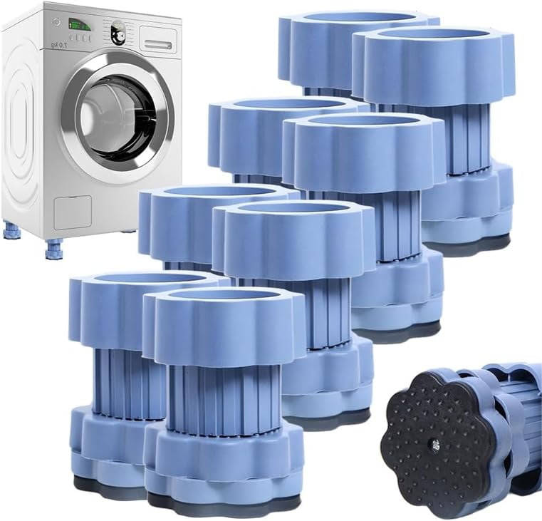 ABCISI Universal Heightening Pad for Washing Machine Base, 2026 Upgrade Anti Vibration Riser Pads for Washing Machine, Adjustable Washer Dryer Leveling Stand for Pedestals Protection (8pcs)