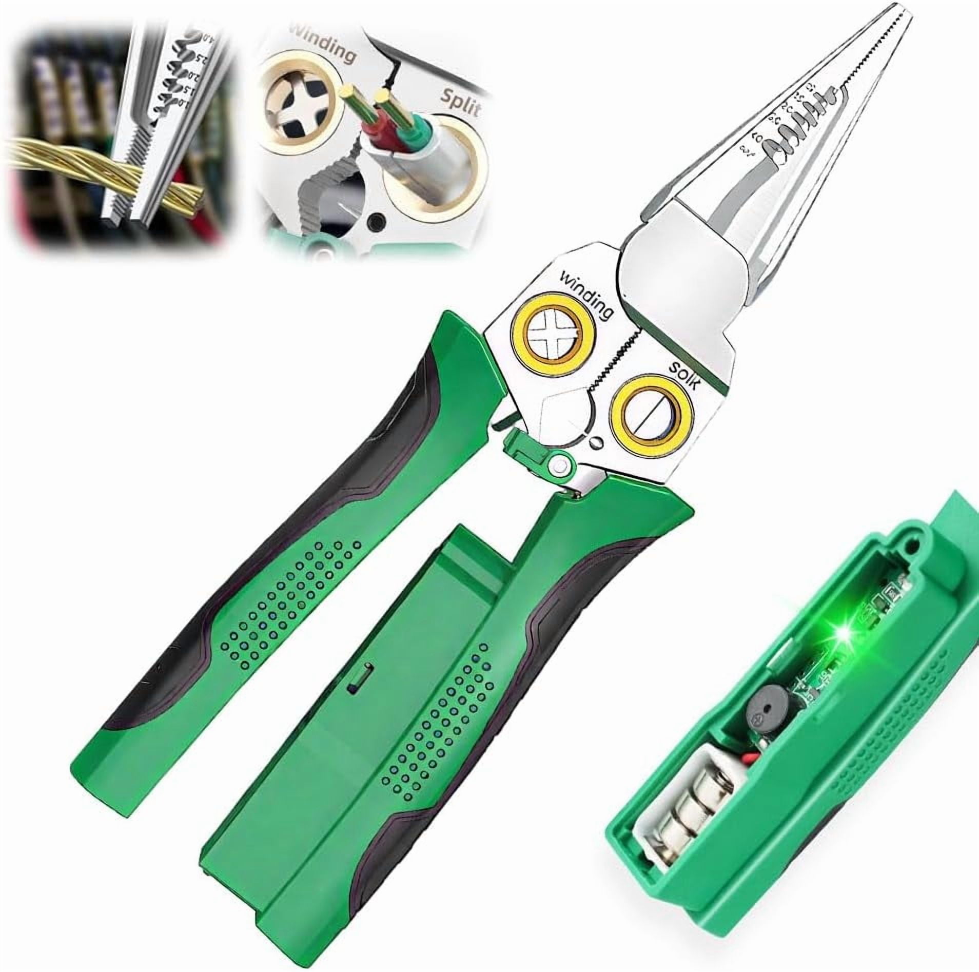 ABCISI Upgrade 8 in 1 Wire Stripper with Voltage Tester, Dual Alarms - Heavy Duty 12-250V AC/DC Tester for Hot/Neutral Wires - Electrician, Electrician Repair Tool (1)