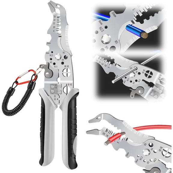 ABCISI Upgrade Multifunctional Wire Stripper Crimper Cable Cutter Pliers, Professional Wire Stripping Tool with Elbow, Electrician Pliers Tools and Cable Stripper for Cutting Stripping Shearing (1)