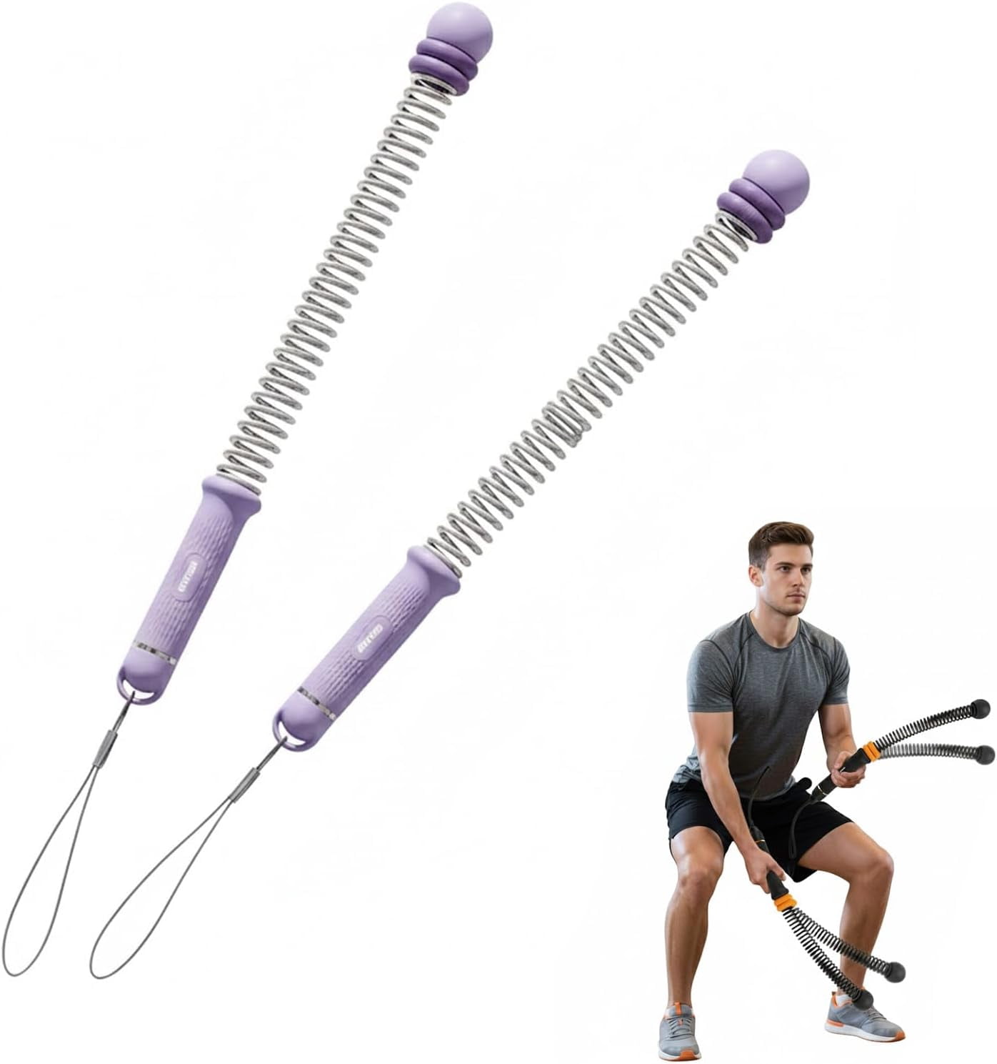 ABCISI Upgraded Adjustable Ropeless Battle Ropes, Steel Spring Core ...