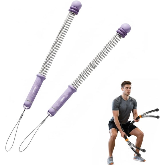 ABCISI Upgraded Adjustable Ropeless Battle Ropes, Steel Spring Core Rope Trainer with Rubber-Grip Handles, Portable HIIT Strength Cardio Workout, Exercise Equipment for Home Gym (Purple)