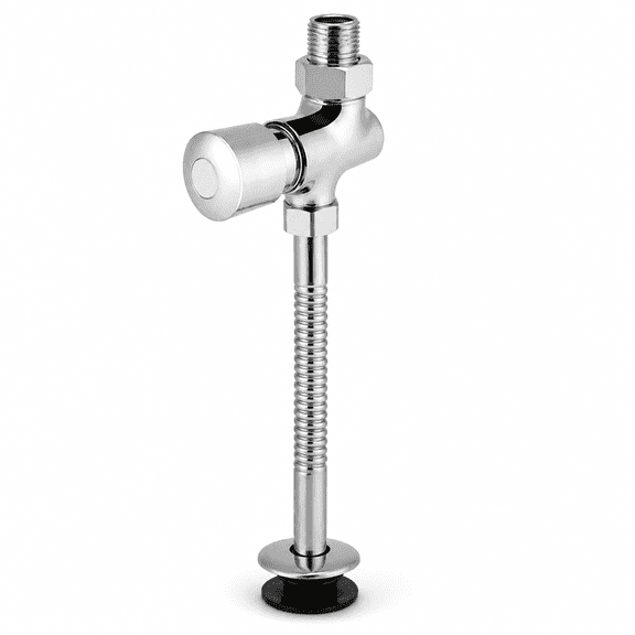 ABCISI Urinal Flush Valve, Manual Push Button Flushometer with Delayed Automatic Shutoff, Chrome Zinc Alloy 1/2 Inch Inlet Valve for Commercial Restrooms, Hotels and Public Facilities