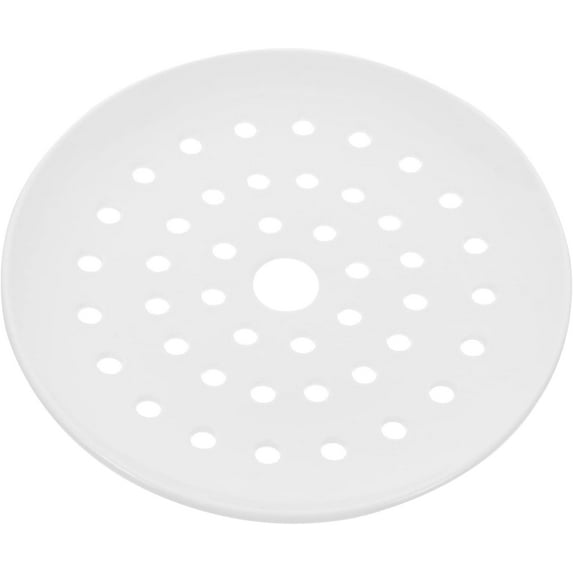 ABCISI Versatile Ceramic Plate for Dumplings Fish and Vegetables - Veggie Rack, Round White Steaming Tray with Multi-Holes Design for Fish, Buns, and Kitchen Cooking