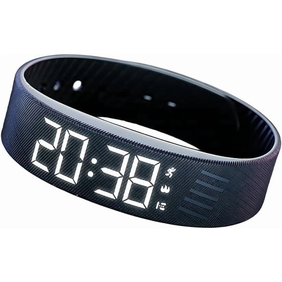 ABCISI Vibrating Alarm Clock Watch with Steps Counter, Time Display, Rechargeable Silent Alarm for Deep Sleepers, LED Display Waterproof Wrist Alarm Clock for Teens, Men and Women, Black