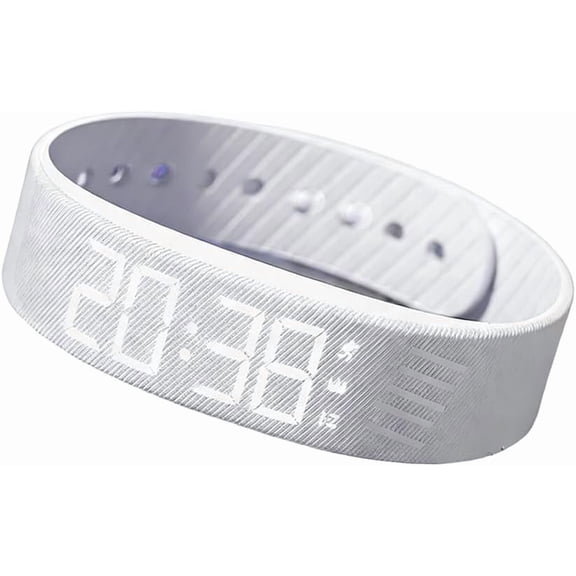 ABCISI Vibrating Alarm Clock Watch with Steps Counter, Time Display, Rechargeable Silent Alarm for Deep Sleepers, LED Display Waterproof Wrist Alarm Clock for Teens, Men and Women, White