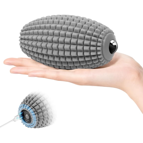 ABCISI Vibrating Massage Ball for Muscle Recovery, Silicone Myofascial Massage Ball, Plantar Fasciitis Relief, Hip & Psoas Release, Deep Tissue & Trigger Point Roller for Neck, Back, Foot (Gray)