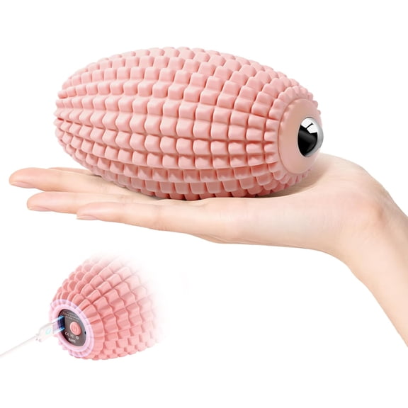 ABCISI Vibrating Massage Ball for Muscle Recovery, Silicone Myofascial Massage Ball, Plantar Fasciitis Relief, Hip & Psoas Release, Deep Tissue & Trigger Point Roller for Neck, Back, Foot (Pink)