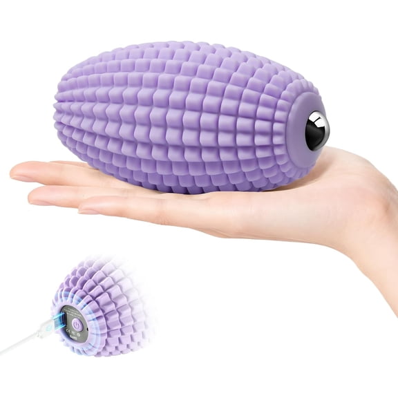 ABCISI Vibrating Massage Ball for Muscle Recovery, Silicone Myofascial Massage Ball, Plantar Fasciitis Relief, Hip & Psoas Release, Deep Tissue & Trigger Point Roller for Neck, Back, Foot (Purple)