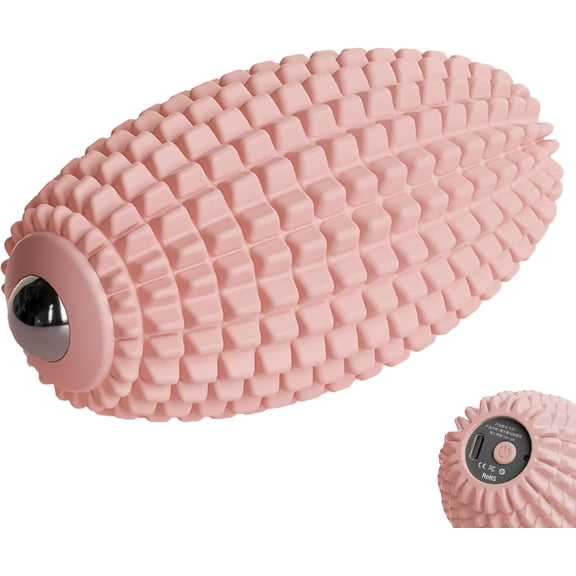 ABCISI Vibrating Massage Ball for Plantar Fasciitis & Myofascial Release, Silicone Muscle Roller for Back, Neck, Foot, and Leg, Portable Trigger Point Massage Tool, 3 Vibration Modes (Pink)