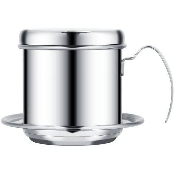 ABCISI Vietnamese Coffee Filter, Coffee Maker Dripper Filter Coffee Maker Indian Vietnamese Stainless Steel Drip Pot Portable Press Cup, Manual Infuser for Office Home Kitchen Camping (Silver)