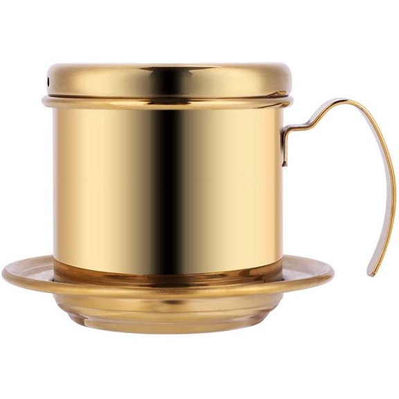 ABCISI Vietnamese Coffee Drip Filter Maker, Heavy-Duty Filter Vietnamese Coffee Maker, Premium Stainless Steel Coffee Filter for Rich Slow-Drip Brew, Coffee Drip Filter Maker Pot(Gold)