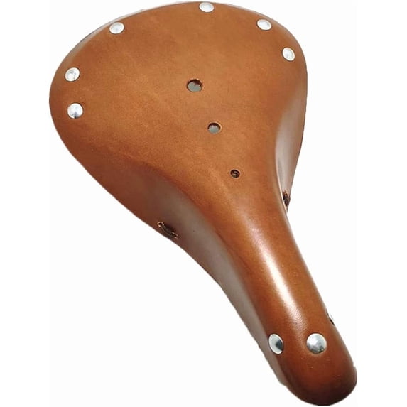 ABCISI Vintage Bicycle Saddle, Classic Leather Bike Seat, Cushion Bike Shock Seat, Comfortable City Touring Road Bike MTB Saddles, Bike Seat Replacement, Brown