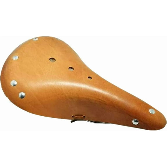 ABCISI Vintage Bicycle Saddle, Classic Leather Bike Seat, Cushion Bike Shock Seat, Comfortable City Touring Road Bike MTB Saddles, Bike Seat Replacement, Light Brown