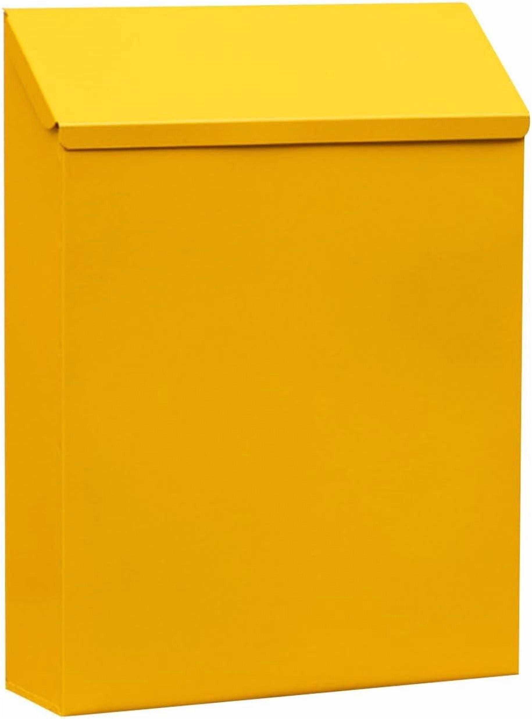 ABCISI Wall Mounted Mailbox, Drop Box with Lock, Letterbox, Rainproof Newspaper Holder Box Wall Hanging Mail Box for Gate Porch Decor, yellow