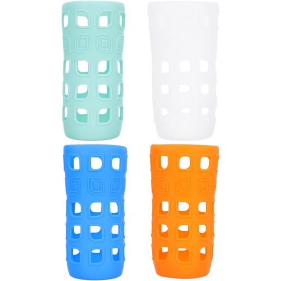 ABCISI Water Bottle Silicone Sleeve - 4 Pack  Reusable Glass Cup Silicone Protective Holders, Slip Resistant Protective Covers for Drinking Bottles, 2.55 x 2.55 x 5.9inch, Mixed Colors