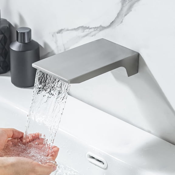 ABCISI Waterfall Tub Spout, Wall Mount Waterfall Bathroom Bathtub Tub Faucet Replacement, Roman Tub Filler Faucet Stainless Steel Solid Bath Tub Sprayer, High Flow Shower Spout, Brushed Nickel