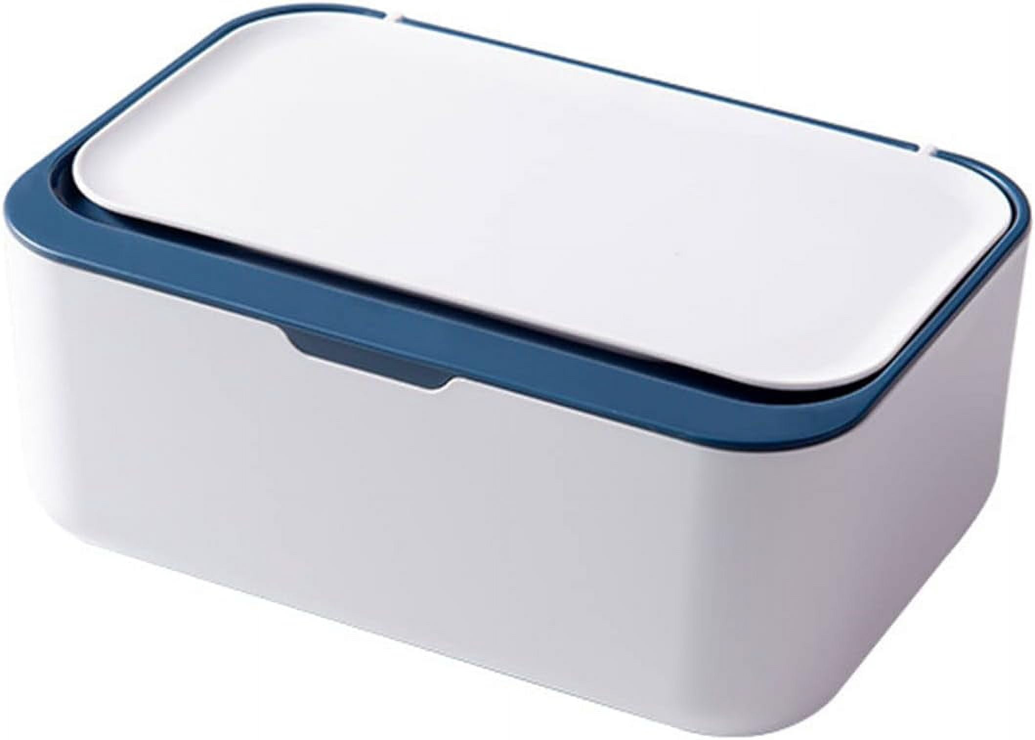 ABCISI Wipes Dispenser, Wipe Holder for Baby & Adult, Kitchen Wipes Storage Box Keeps Wet Tissue Fresh, Non-Slip Wipes Case, Flushable Wipe Container with Sealing Design Lid (Blue)