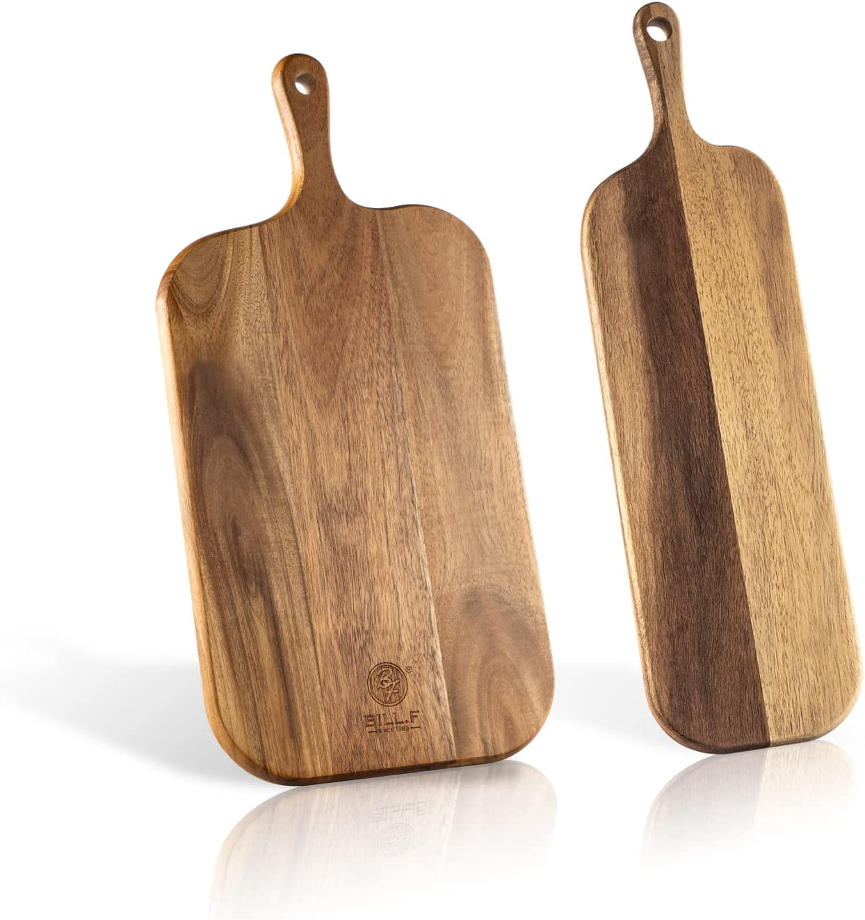 ABCISI Wood Cutting Board Set with Handle for Kitchen, Large and Small Long 2 Packs Acacia Wooden Kitchen Cutting Boards for Meat, Cheese, Bread, Vegetables Fruits- Charcuterie Board Serving Board