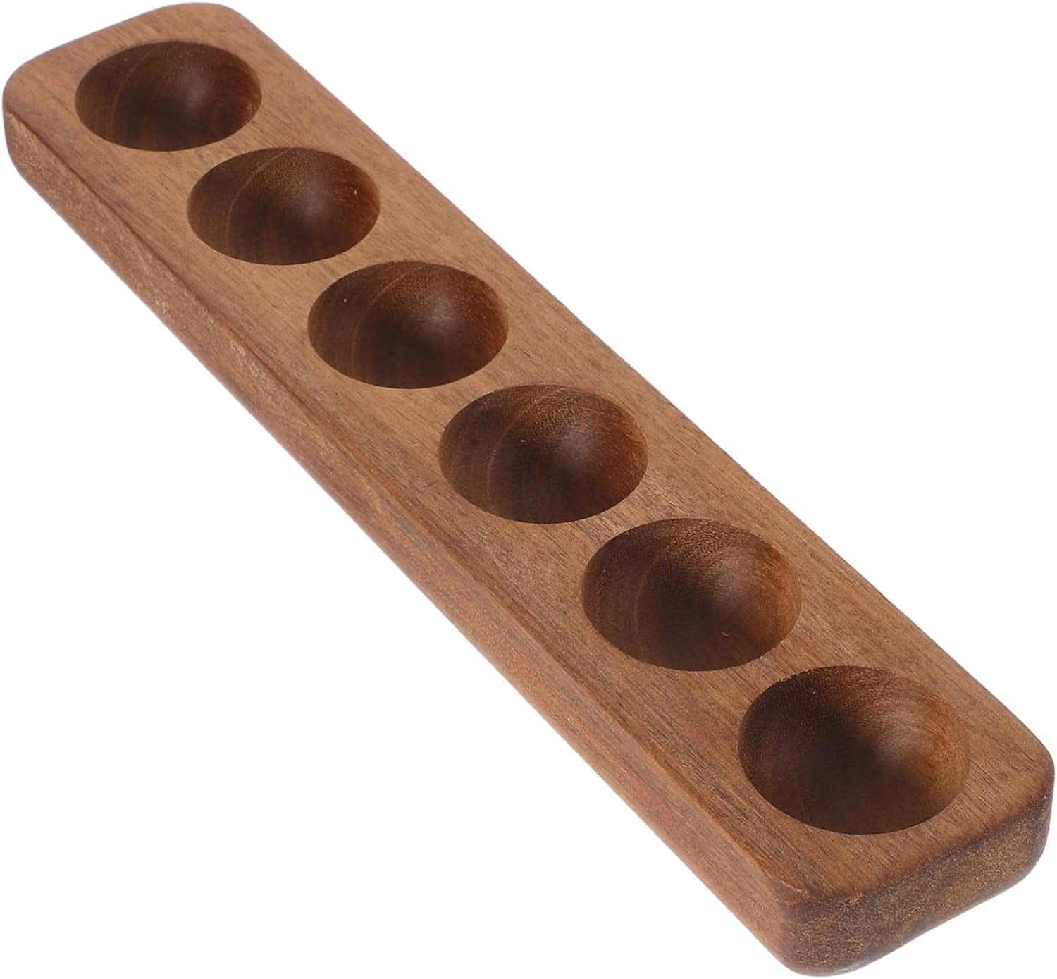 ABCISI Wooden Egg Holder, Space-saving 6-Holes Egg Tray for Refrigerator Storage and Countertop Display, Rustic Egg Storage Rack Deviled Egg Plates, Smooth Finish and Compact Kitchen Organizer