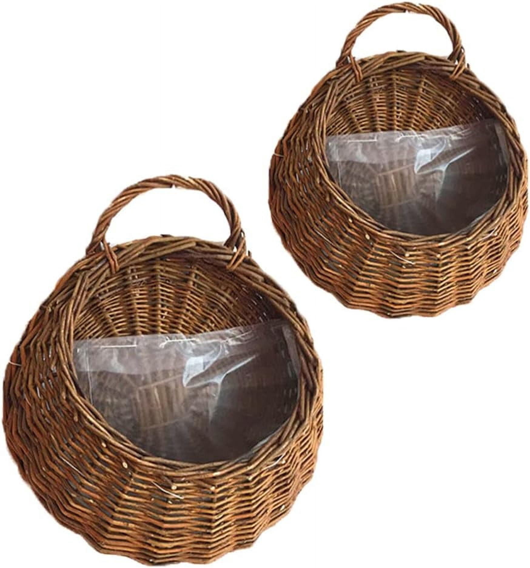 ABCISI Woven Hanging Basket, Rattan Flower Basket Hanging Planters: 2PCS Rustic Flower Pot Wall Hanging Plant Containers, Woven Storage Baskets Flower Holder for Decor Hanging Planters