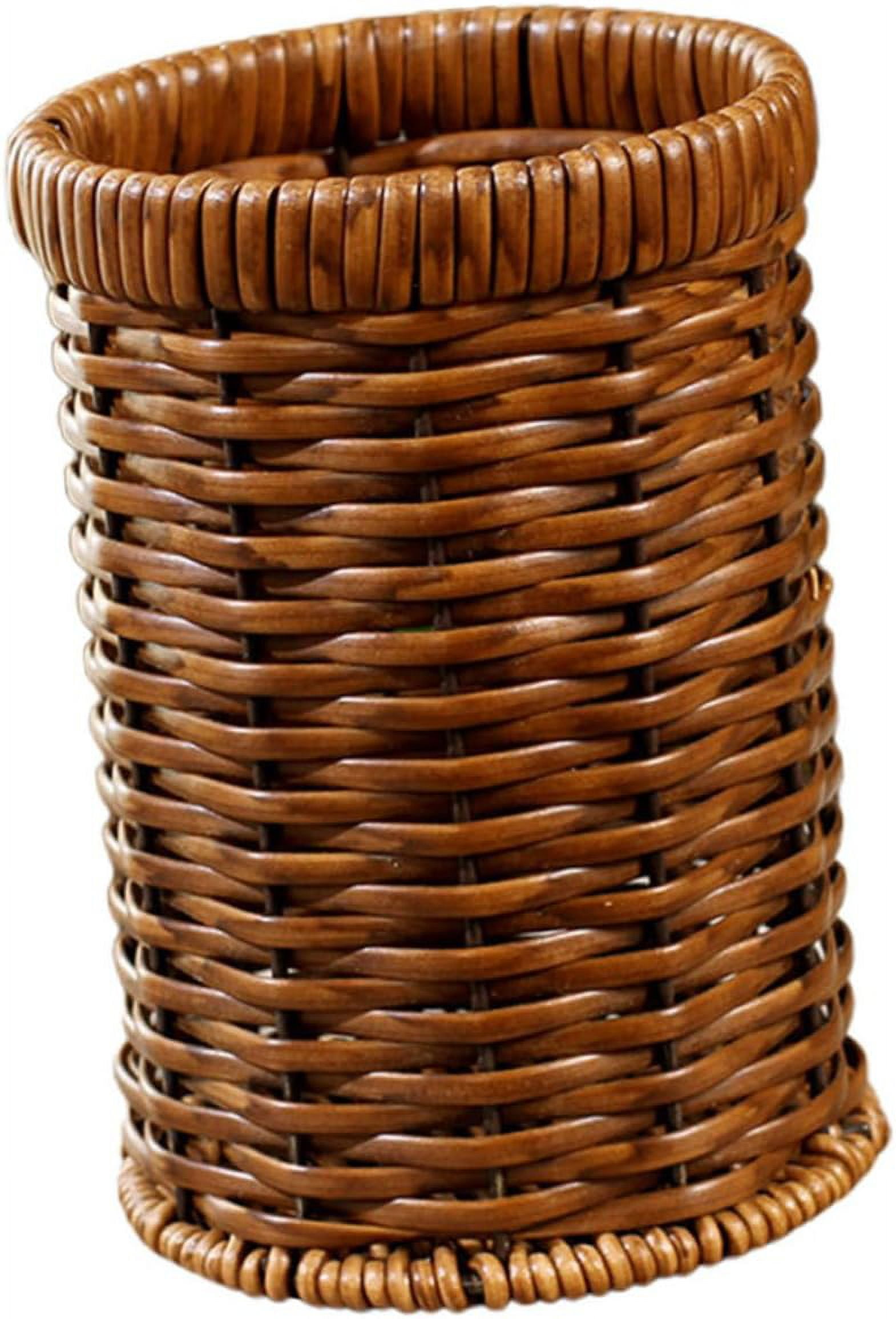 ABCISI Woven Utensil Holder, Countertop Cutlery Organizer Basket for Kitchen, Dining Table, or Workspace Storage, Silverware Drying Basket, Lightweight and Portable, 6.14 X 4.09 X 4.09 Inches, Brown