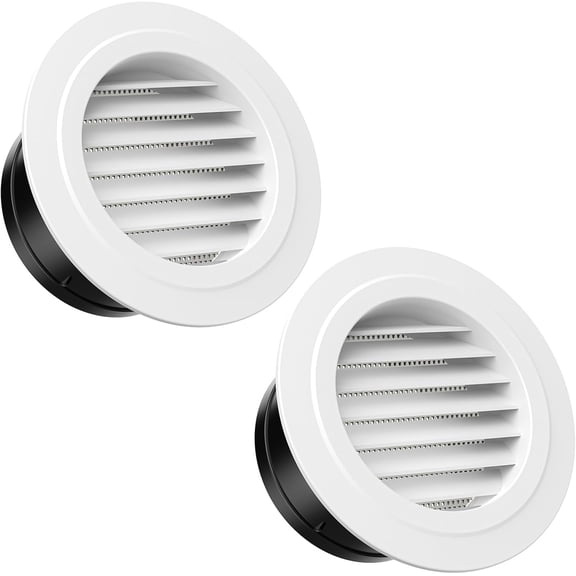 ABCISI6 inch Vent Cover, 2-Pack Soffit Vent, ABS Louver Soffit Exhaust Vent with Built-in Screen Mesh for Bathroom, Kitchen, Attic, Garage Ventilation, White - Opening Size5.71"