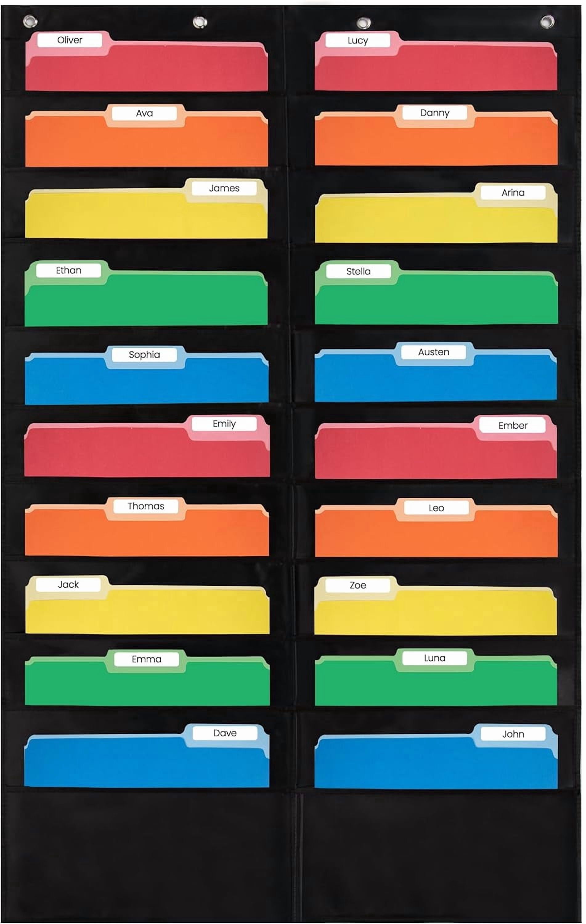 ABCKEY 20-Pocket Pocket Chart, Black, 28
