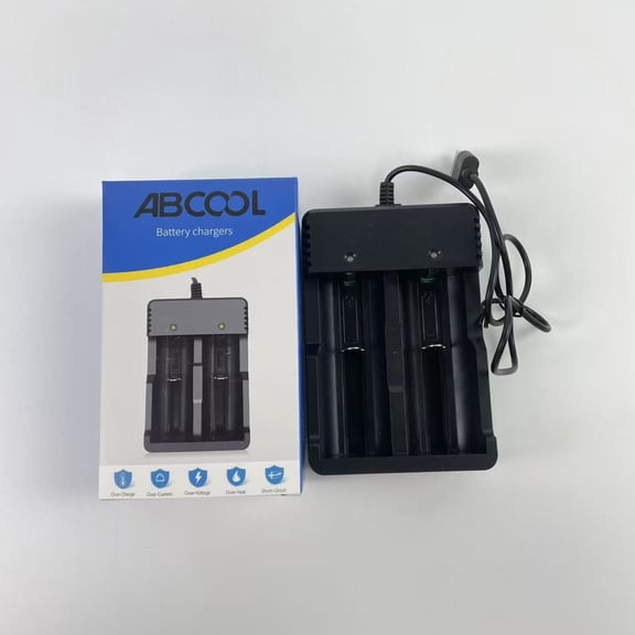 ABCOOL Battery chargers,3.7V USB Battery Charger with 2 Pack 3,7 2200mAh Flat Top Battery Ni-MH, 2 Bay LCD Universal USB Battery Chargers for Flashlights, Headlamps,Outdoor Garden Lights,etc
