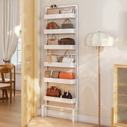 ABCOOL Behind Door Storage Organizer Rack, 6 Tier Adjustable Hanging Baskets Free Standing Thin Metal Space Savers Room Storage Organizers, Back of Door Heavy D