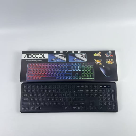 ABCOOL Computer keyboards,Wireless Keyboard - RGB Backlit, Rechargeable & Light Up Letters, Full-Size, Sleep Mode, 2.4GHz Quiet Keyboard for Mac, Windows, Laptop, PC