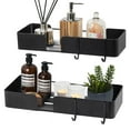 thumbnail image 1 of ABCOOL Shower Caddy Floating Bathroom Shelves - Set of 2, No Drill Wall Mounted Adhesive Hanging Shelves with Hooks Decorative Storage Shelves for Kitchen Living Room Bedroom, 1 of 7