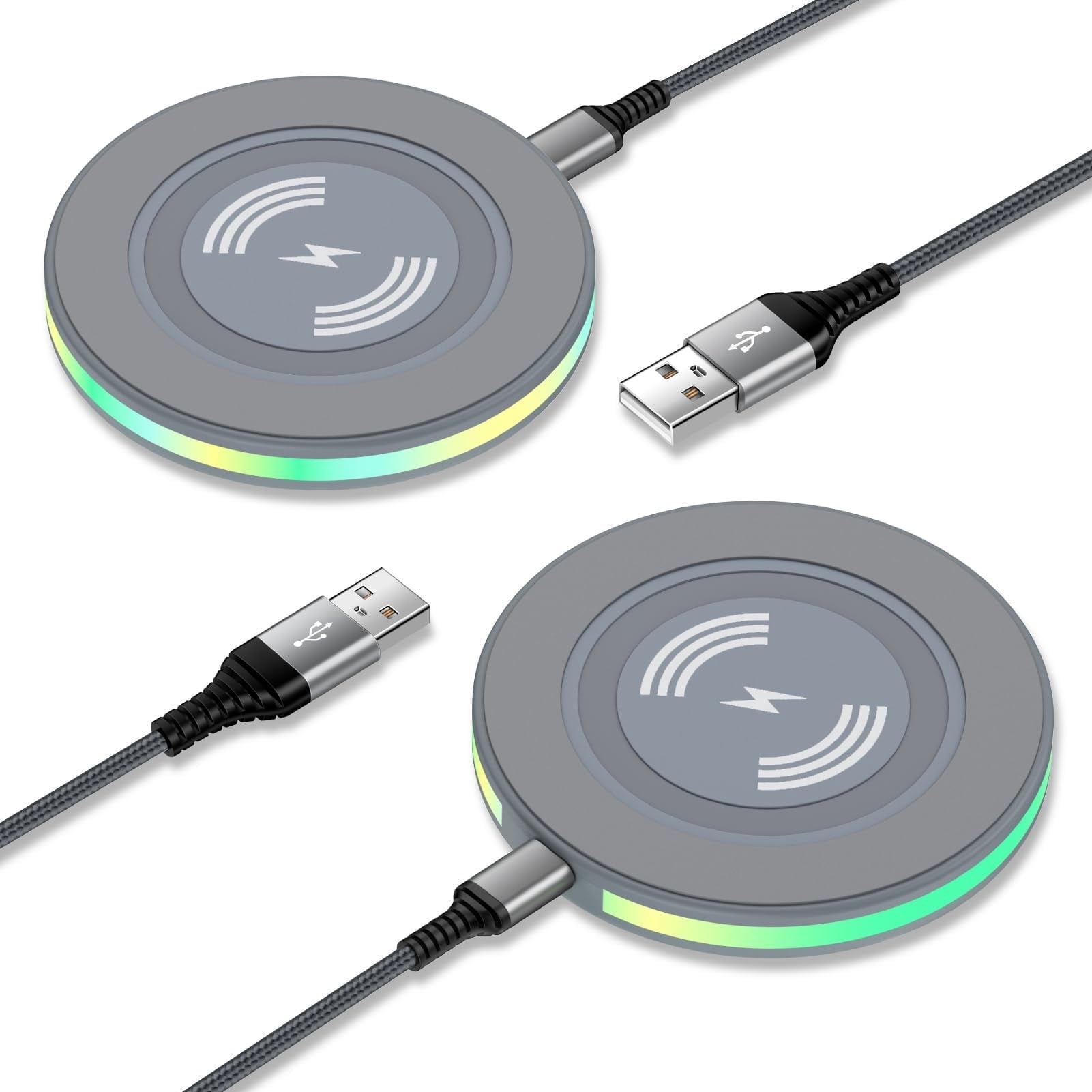ABCPOW 2PACK 15W Fast Wireless Charger Samsung Android Fast Charging Pad Wireless Charger Mat Wireless Charger Station Compatible for iPhone 17 16 15 14 Samsung Galaxy S24 S23 S22 S21