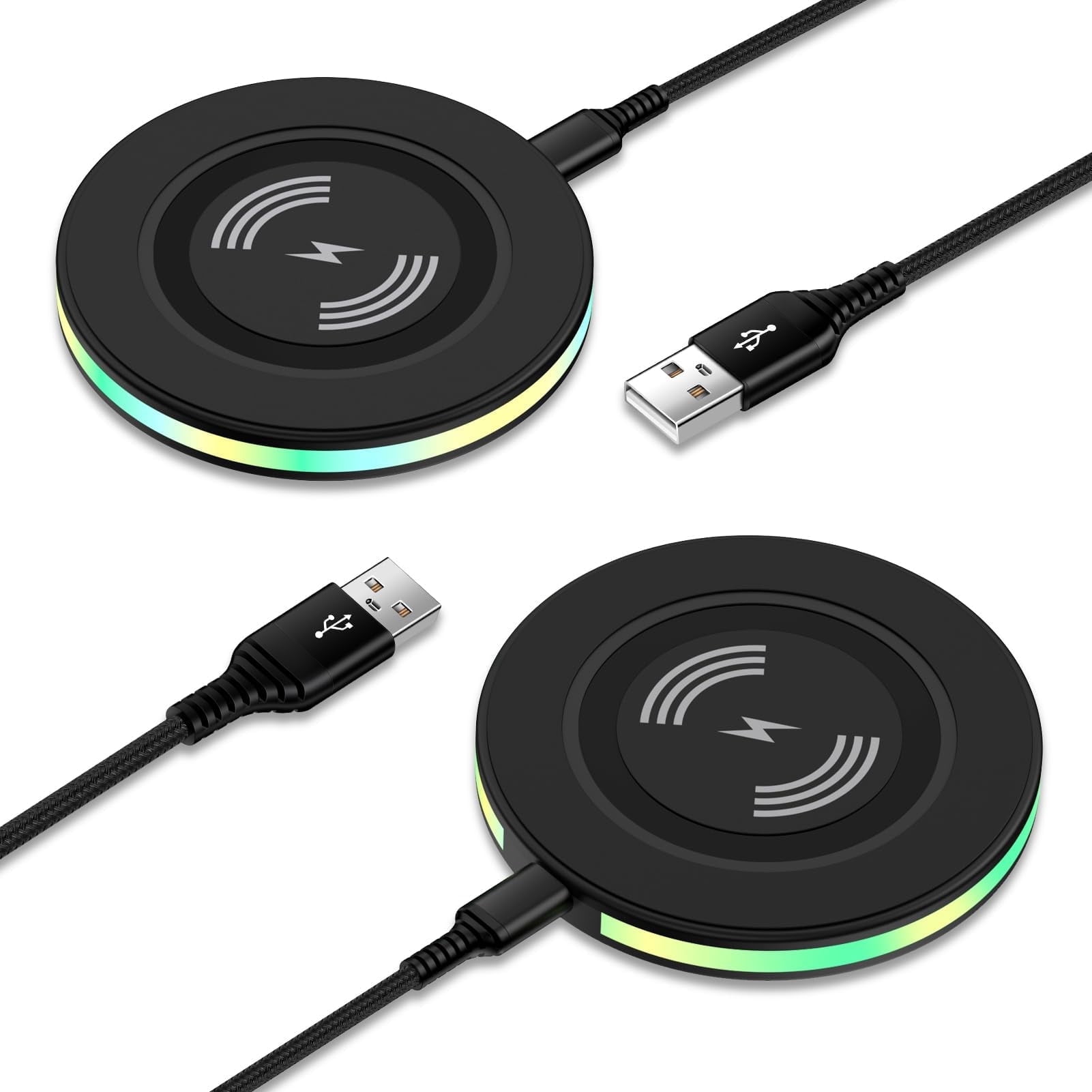 ABCPOW 2PACK 15W Fast Wireless Charger Samsung Android Fast Charging Pad Wireless Charger Mat Wireless Charger Station Compatible for iPhone 17 16 15 14 Samsung Galaxy S24 S23 S22 S21