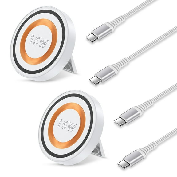 ABCPOW 2Pack Wireless Charger Stand,15W Magnetic Fast Charger Pad Mat MagSafe Wireless Charging Station Android Wireless Charger Holder Dock Compatible for iPhone 17 16 15 Samsung Galaxy S25 S24 S23