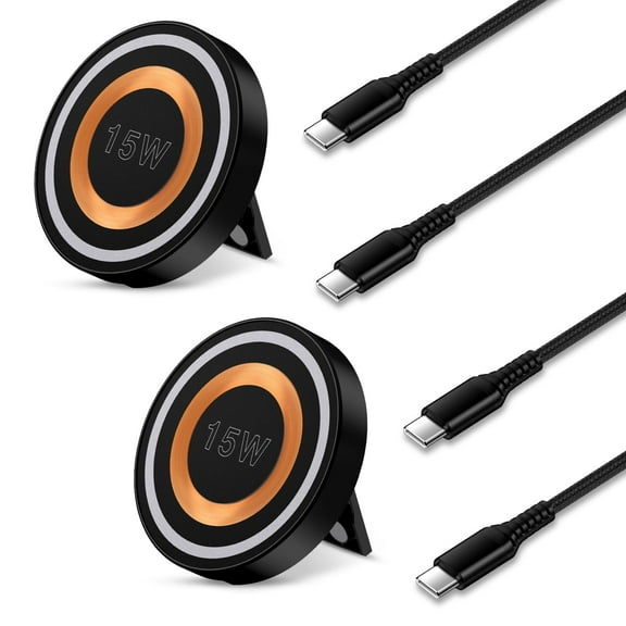 ABCPOW 2Pack Wireless Charger Stand,15W Magnetic Fast Charger Pad Mat MagSafe Wireless Charging Station Android Wireless Charger Holder Dock Compatible for iPhone 17 16 15 Samsung Galaxy S25 S24 S23