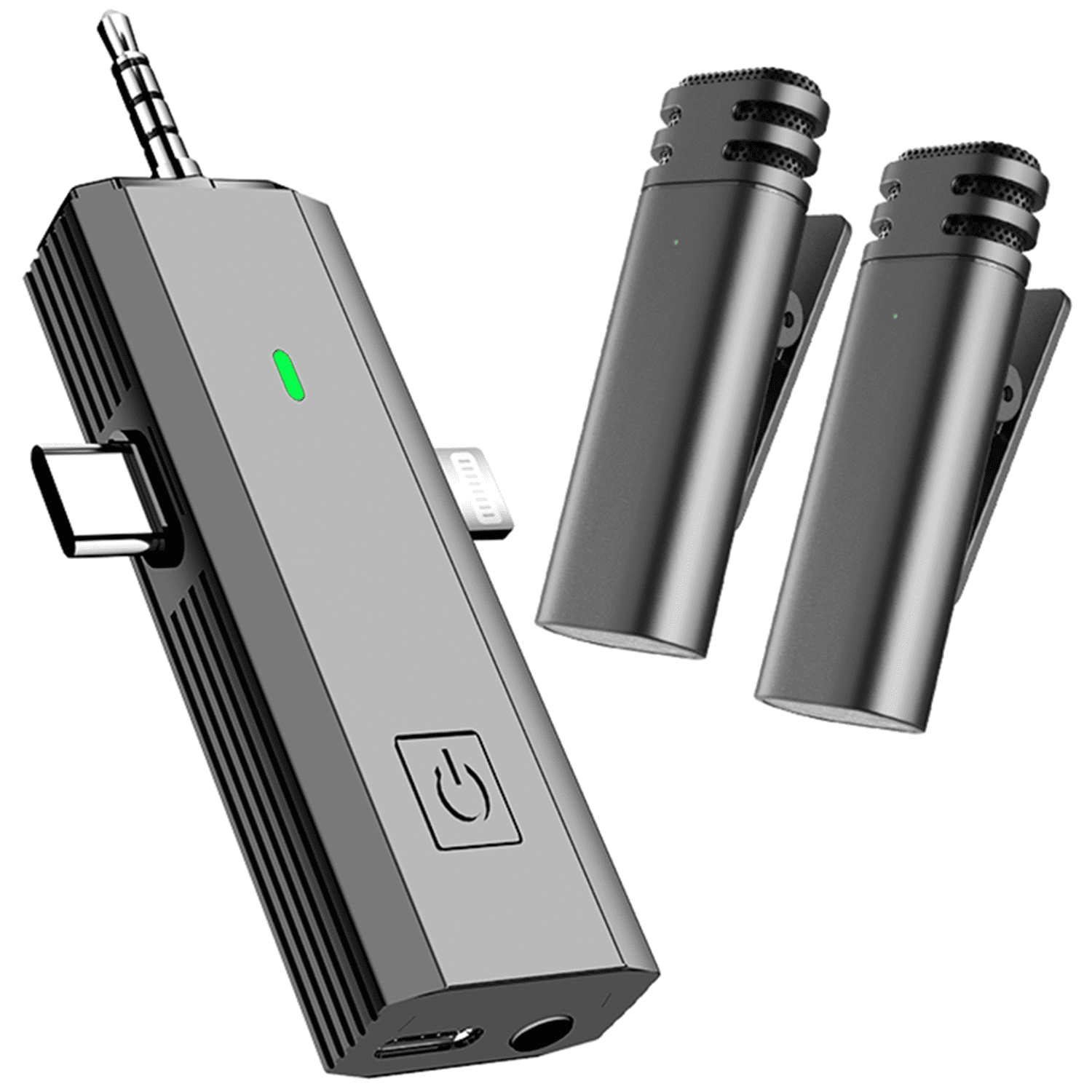 ABCPOW 3 in 1 Wireless Lavalier Microphone for iPhone iPad Android