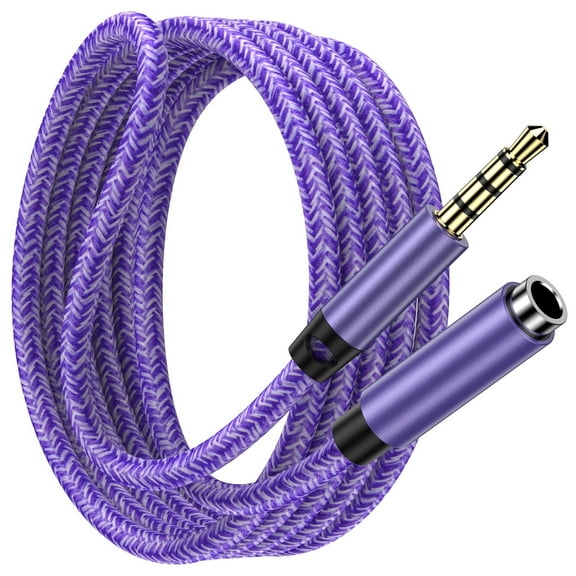 ABCPOW Headphone Extension Cable 6FT,3.5mm Aux Cord Male to Female Stereo Audio Extension Cable Nylon Braided Microphone Aux Adapter Headphone Extender Cable Cord 6FT for Headset iPhone Cellphone