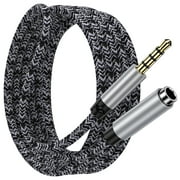 ABCPOW Headphone Extension Cable 6FT,3.5mm Aux Cord Male to Female Stereo Audio Extension Cable Nylon Braided Microphone Aux Adapter Headphone Extender Cable Cord 6FT for Headset iPhone Cellphone
