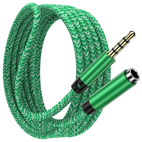ABCPOW Headphone Extension Cable 6FT,3.5mm Aux Cord Male to Female Stereo Audio Extension Cable Nylon Braided Microphone Aux Adapter Headphone Extender Cable Cord 6FT for Headset iPhone Cellphone