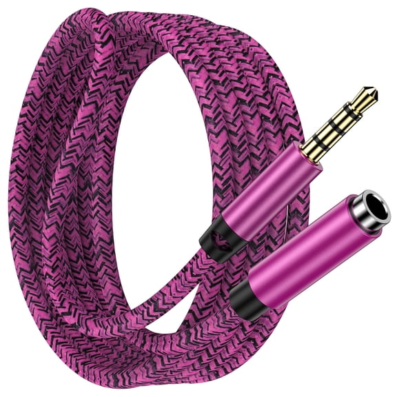ABCPOW Headphone Extension Cable 6FT,3.5mm Aux Cord Male to Female Stereo Audio Extension Cable Nylon Braided Microphone Aux Adapter Headphone Extender Cable Cord 6FT for Headset iPhone Cellphone