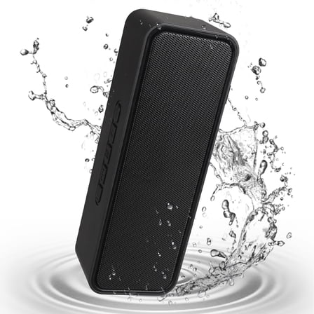 ABCPOW Portable Bluetooth Speaker,IPX6 Waterproof Wireless Speaker Deep Bass 1500mAh 10H Playtime Bluetooth Boombox with Subwoofer, FM Radio,3.5mm Aux-in/TF Card,Outdoor Speakers for Home Party,Black