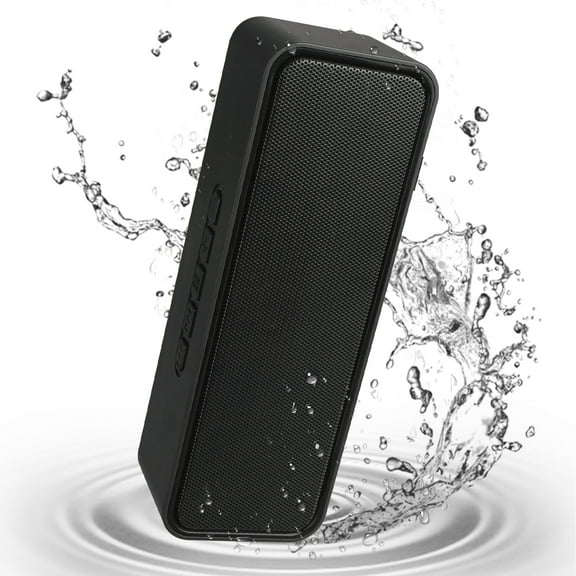 ABCPOW Portable Bluetooth Speaker,IPX6 Waterproof Wireless Speaker Deep Bass 1500mAh 10H Playtime Bluetooth Boombox with Subwoofer, FM Radio,3.5mm Aux-in/TF Card,Outdoor Speakers for Home Party,Black