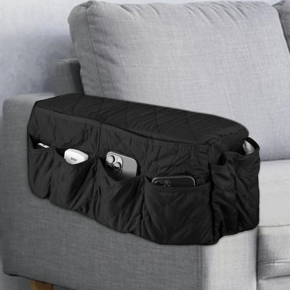 ABCPOW Sofa Armrest Organizer,2 in 1 Waterproof Non-Slip Arm Covers Chair Bedside Caddy Storage Organizer for Recliner Couch Slipcover w/ 14 Pockets for Cell Phone TV Remote Control Magazines Holder