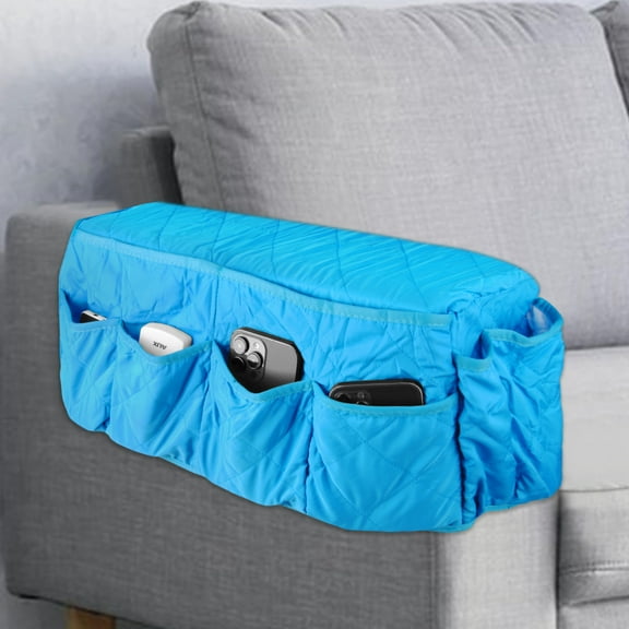 ABCPOW Sofa Armrest Organizer,2 in 1 Waterproof Non-Slip Arm Covers Chair Bedside Caddy Storage Organizer for Recliner Couch Slipcover w/ 14 Pockets for Cell Phone TV Remote Control Magazines Holder