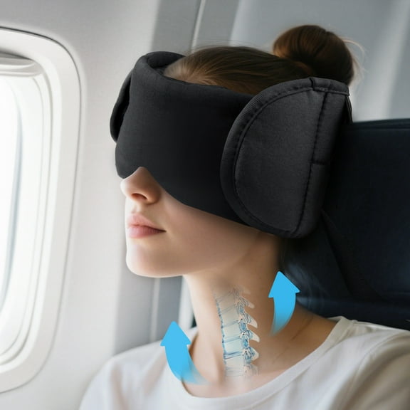 ABCPOW Travel Pillows for Airplanes,Airplane Pillow for Long Flight Stop Bobblehead Airplane Head Strap with Eye Mask for Sleep,360 Support Travel Neck Pillow Headrest Head Holder for Car Road Trip