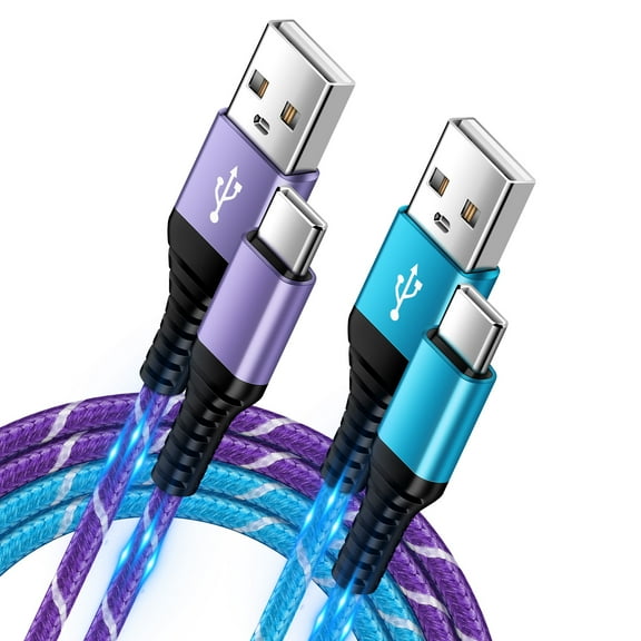 ABCPOW USB C Cable 6ft 2pack,USB A to USB C Cable Android Type C Charger Cords 6ft 3A Fast Charging Cord USB C Charger Cables Nylon USB C Charging Cable USB to Type C Cable 6ft for Samsung,Blue+Purple
