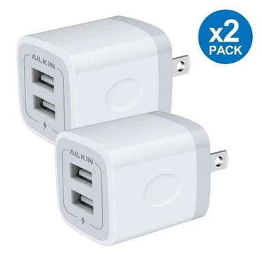 ABCPOW USB Wall Charger,USB Charger Block Adapter,2.1A/2PACK Dual Port Fast Charging Station Power Base Charger Block Plug for iPhone Wall Charger,White