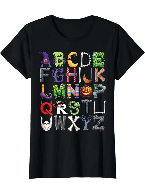 ABCs Alphabet Funny Halloween Learning Kindergarten Teachers T-Shirt