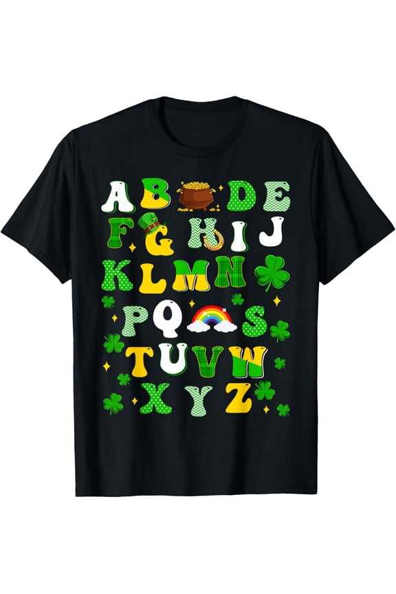 ABCs Alphabet Learning Preschool Shamrocks St. Patricks Day T-Shirt